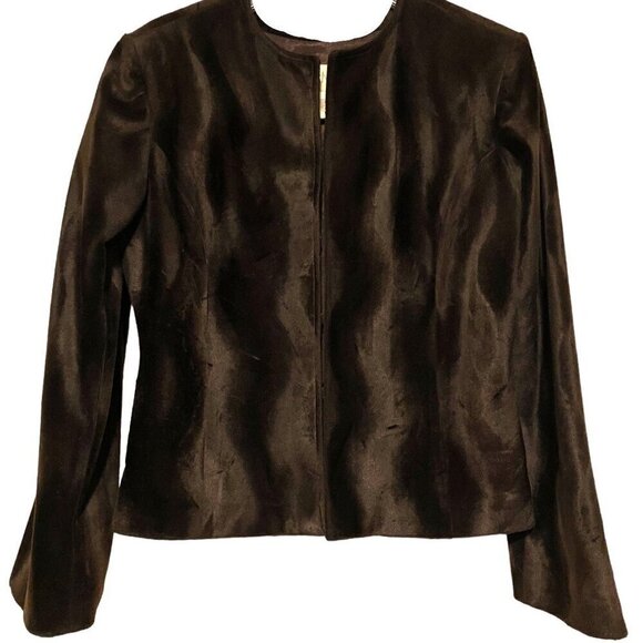 Vintage Cache Gold Label Cropped Jacket M Chocolate Brown Velvet Capsule - Picture 1 of 5
